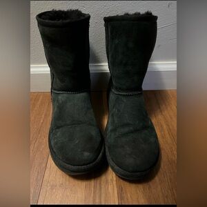 UGG Womens Classic Short Mid Calf Pull On Black Winter Boots Size US 6